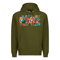 Army Green american  football with turquoise license plate Premium Hoodie - BundleAndBundleShop