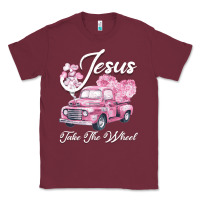 Burgundy Leopard Floral Pink Car Jesus Take The Wheel Classic Tee - Bettercallsaul