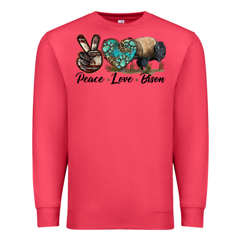 Peace Llve Bison Premium Sweatshirt by LillyAllenDesigns | Teevron