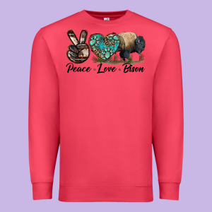 Peace Llve Bison Premium Sweatshirt Designed By Lillyallendesigns