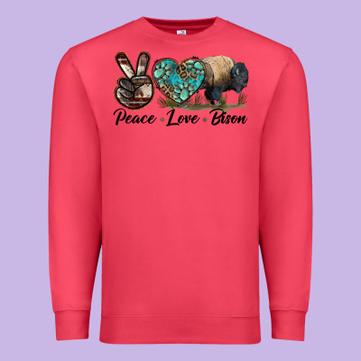 Peace Llve Bison Premium Sweatshirt Designed By Lillyallendesigns