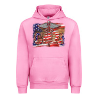Fuchsia Pink patriotic nurse certified medical assistant medilcal symbol background Urban Hoodie - BarkalooDesign