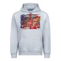 Heather Grey patriotic nurse certified medical assistant medilcal symbol background Urban Hoodie - BarkalooDesign