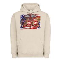 Pigment French Oak patriotic nurse certified medical assistant medilcal symbol background Urban Hoodie - BarkalooDesign