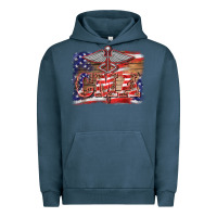Pigment Midnight Navy patriotic nurse certified medical assistant medilcal symbol background Urban Hoodie - BarkalooDesign