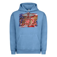 Pigment Pebble Blue patriotic nurse certified medical assistant medilcal symbol background Urban Hoodie - BarkalooDesign