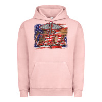 Pigment Salmon patriotic nurse certified medical assistant medilcal symbol background Urban Hoodie - BarkalooDesign