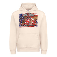 Sandshell patriotic nurse certified medical assistant medilcal symbol background Urban Hoodie - BarkalooDesign