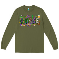 Army Green nurse mardi gras Long Sleeve Tee - CowGirlArtShop