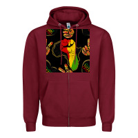 Burgundy African Freedom Seamless Pattern Zipper Hoodie - BundleAndBundleShop