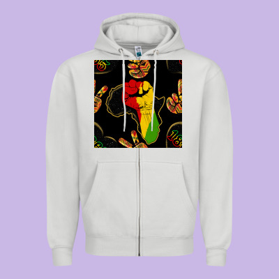 African Freedom Seamless Pattern Zipper Hoodie Designed By Bundleandbundleshop