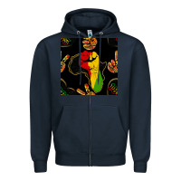 Navy African Freedom Seamless Pattern Zipper Hoodie - BundleAndBundleShop