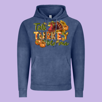 Talk Turkey To Me Thanksgiving P Vintage Hoodie Designed By Nancycooperartshop