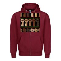 Burgundy melanin rised fist seamless pattern Zipper Hoodie - BundleAndBundleShop