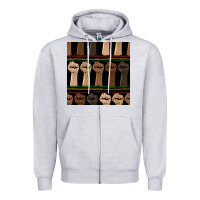 Heather Grey melanin rised fist seamless pattern Zipper Hoodie - BundleAndBundleShop