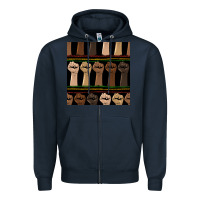 Navy melanin rised fist seamless pattern Zipper Hoodie - BundleAndBundleShop
