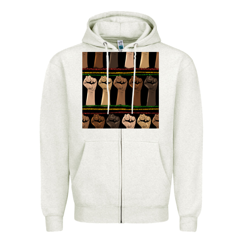 Melanin Rised Fist Seamless Pattern Zipper Hoodie by BundleAndBundleShop | Teevron