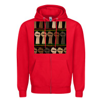 Red melanin rised fist seamless pattern Zipper Hoodie - BundleAndBundleShop