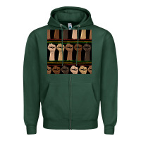 Sports Green melanin rised fist seamless pattern Zipper Hoodie - BundleAndBundleShop