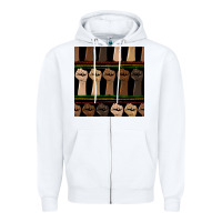 White melanin rised fist seamless pattern Zipper Hoodie - BundleAndBundleShop