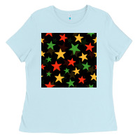 Baby Blue african color stars seamless pattern Ladies Tee - BundleAndBundleShop