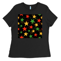 Black african color stars seamless pattern Ladies Tee - BundleAndBundleShop