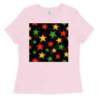 Bubblegum Pink african color stars seamless pattern Ladies Tee - BundleAndBundleShop