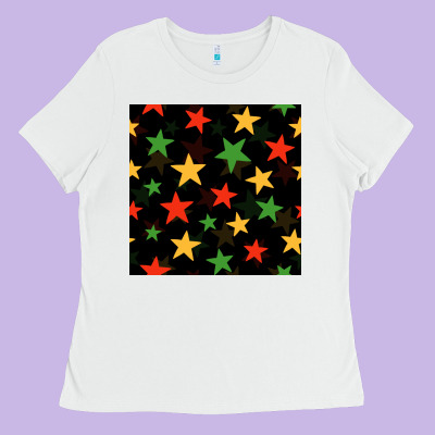 African Color Stars Seamless Pattern Ladies Tee Designed By Bundleandbundleshop