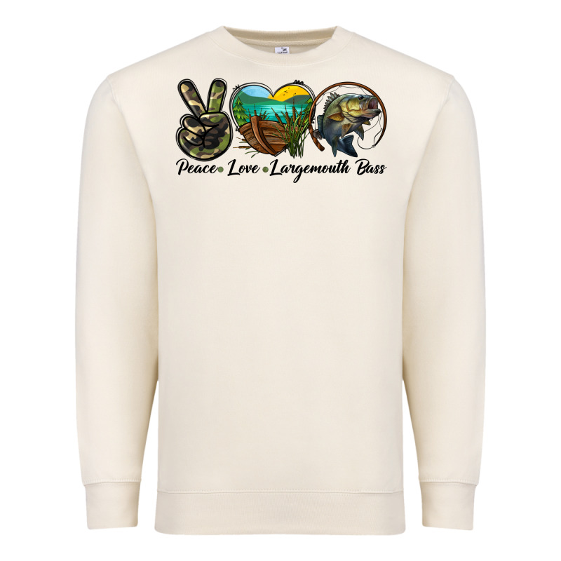 Peace Love Largemouth Bass Premium Sweatshirt by LillyAllenDesigns | Teevron