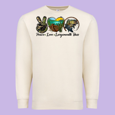 Peace Love Largemouth Bass Premium Sweatshirt Designed By Lillyallendesigns