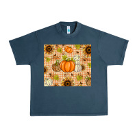 Midnight Navy Fall Pumpkins and Sunflowers with Leopard Urban Heavy Tee - texasbilliewilder