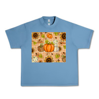 Pebble Blue Fall Pumpkins and Sunflowers with Leopard Urban Heavy Tee - texasbilliewilder
