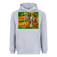 Heather Grey Trick Rawr Treat Heavyweight Hoodie - LillyAllenDesigns