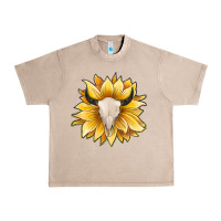 French Oak sunflower bull skull Urban Heavy Tee - JahusDesignShop