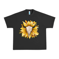 Pigment Black sunflower bull skull Urban Heavy Tee - JahusDesignShop