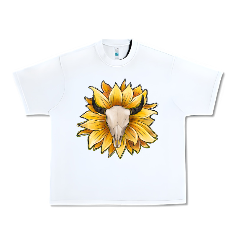 Sunflower Bull Skull Urban Heavy Tee by JahusDesignShop | Teevron