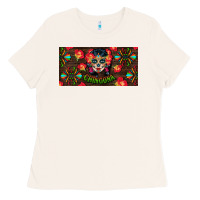 Bone Chingona Sugar Skull License Plate Ladies Tee - BundleAndBundleShop