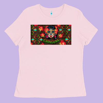 Chingona Sugar Skull License Plate Ladies Tee Designed By Bundleandbundleshop
