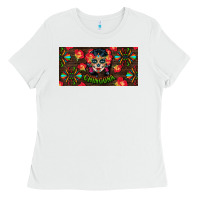 White Chingona Sugar Skull License Plate Ladies Tee - BundleAndBundleShop
