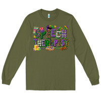 Army Green speech therapist mardi gras cowgirl Long Sleeve Tee - CowGirlArtShop