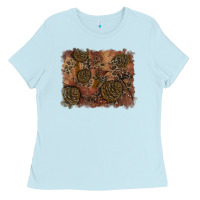 Baby Blue glitter leopard fall background Ladies Tee - RanaPortraitStore