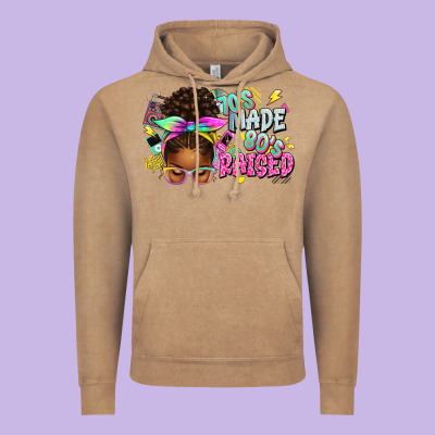 70's Made 80's Raised Afro Messy Bun Vintage Hoodie Designed By Texasbilliewilder