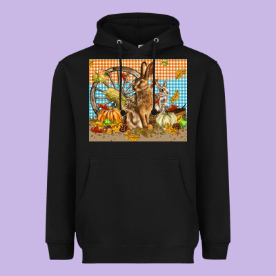 Fall Rabbit  Mousepad Heavyweight Hoodie Designed By Lillyallendesigns