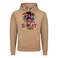 Vintage Coffee Spooky vibes afro messy bun Vintage Hoodie - NancyCooperArtShop