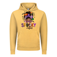 Vintage Mustard Spooky vibes afro messy bun Vintage Hoodie - NancyCooperArtShop