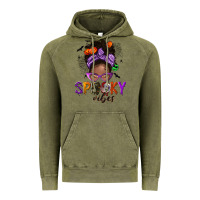 Vintage Olive Spooky vibes afro messy bun Vintage Hoodie - NancyCooperArtShop