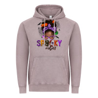 Vintage Zinc Spooky vibes afro messy bun Vintage Hoodie - NancyCooperArtShop