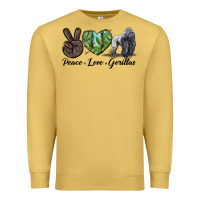 Antique Gold Peace Love Gorillas Premium Sweatshirt - LillyAllenDesigns