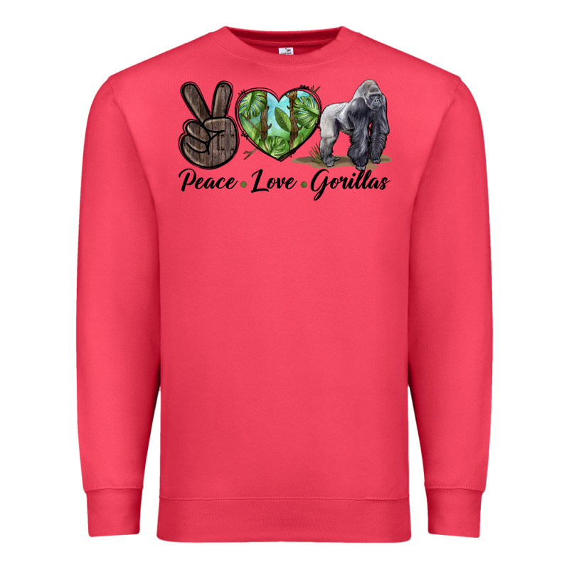 Peace Love Gorillas Premium Sweatshirt by LillyAllenDesigns | Teevron