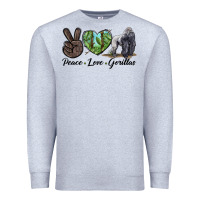 Heather Grey Peace Love Gorillas Premium Sweatshirt - LillyAllenDesigns